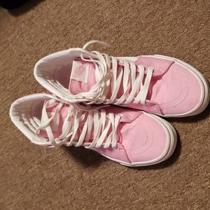 Bright Pink Hi Top Van's (Practically new)